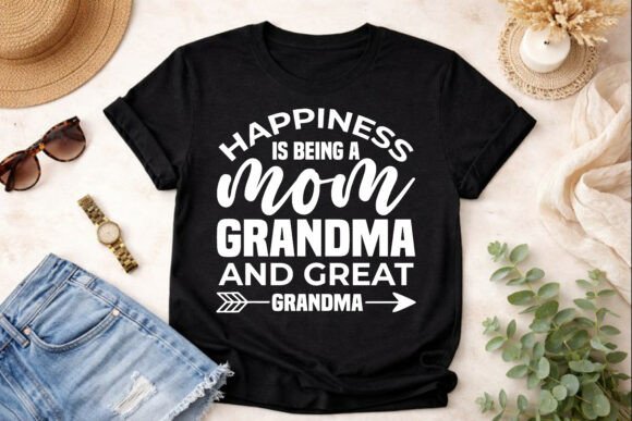 Happy Mom Grandma Great Grandma SVG Design: A Versatile Graphics Pick for T-Shirt Creations
